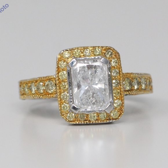 18K Gold Italian Cellini Ring 2.55 Ct White Yellow Si1 C31000065 - Picture 1 of 5